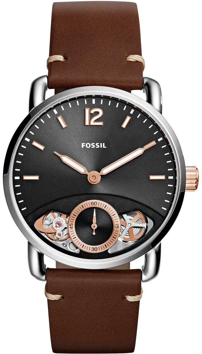 Fossil The Commuter Twist Black Dial Brown Leather Strap Watch for Men -  ME1165 Watches Fossil   