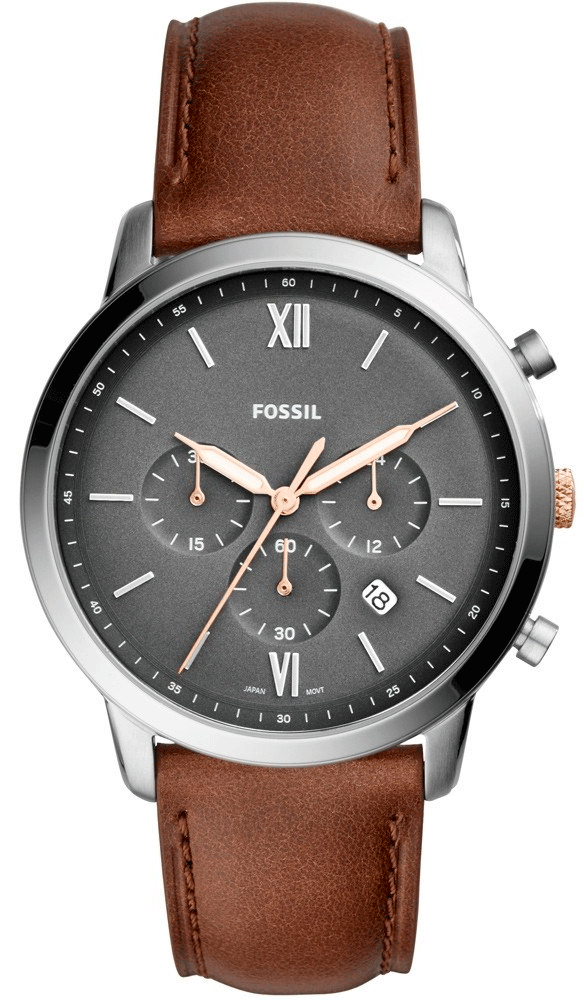 Fossil Neutra Chronograph Black Dial Brown Leather Strap Watch for Men - FS5408 Watches Fossil   