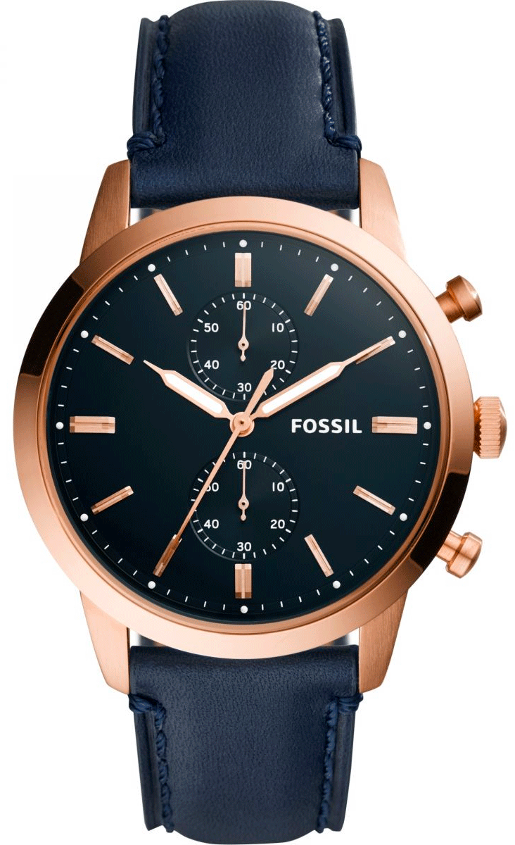 Fossil Townsman Chronograph Blue Dial Blue Leather Strap Watch for Men - FS5436 Watches Fossil   