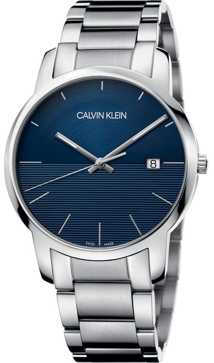 Calvin Klein City Blue Dial Silver Steel Strap Watch for Men - K2G2G14Q Watches Calvin Klein   