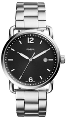 Fossil The Commuter Black Dial Silver Steel Strap Watch for Men - FS5391 Watches Fossil   