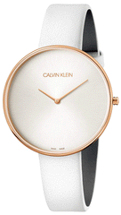 Calvin Klein Full Moon White Dial White Leather Strap Watch for Women - K8Y236L6 Watches Calvin Klein   