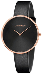 Calvin Klein Full Moon Black Dial Black Leather Strap Watch for Women - K8Y236C1 Watches Calvin Klein   