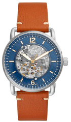 Fossil Commuter Automatic Skeleton Blue Dial Brown Leather Strap Watch for Men - ME3159 Watches Fossil   