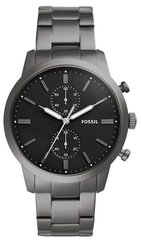 Fossil Townsman Chronograph Black Dial Silver Steel Strap Watch for Men - FS5349 Watches Fossil   