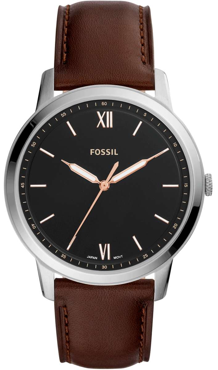 Fossil The Minimalist 3H Black Dial Brown Leather Strap Watch for Men - FS5464 Watches Fossil   