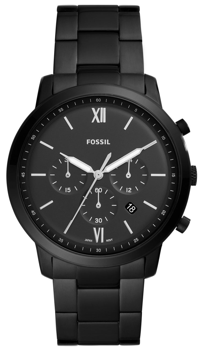 Fossil Neutra Chronograph Black Dial Black Steel Strap Watch for Men - FS5474 Watches Fossil   