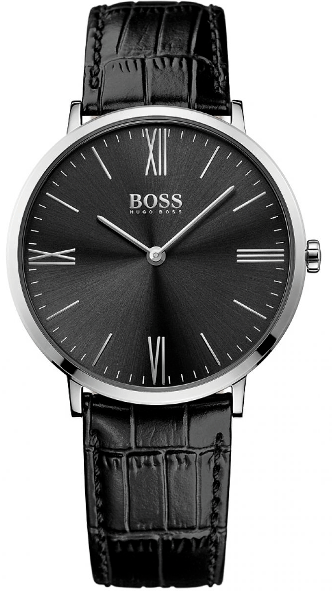 Hugo Boss Jackson Black Dial Black Leather Strap Watch for Men - 1513369 Watches Hugo Boss   