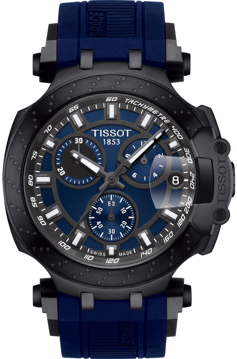 Tissot T Race Chronograph 42mm Blue Dial Blue Silicon Strap Watch For Men - T115.417.37.041.00 Watches Tissot   