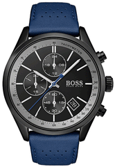 Hugo Boss Grand Prix Chronograph Black Dial Blue Leather Strap Watch for Men - 1513563 Watches Hugo Boss   