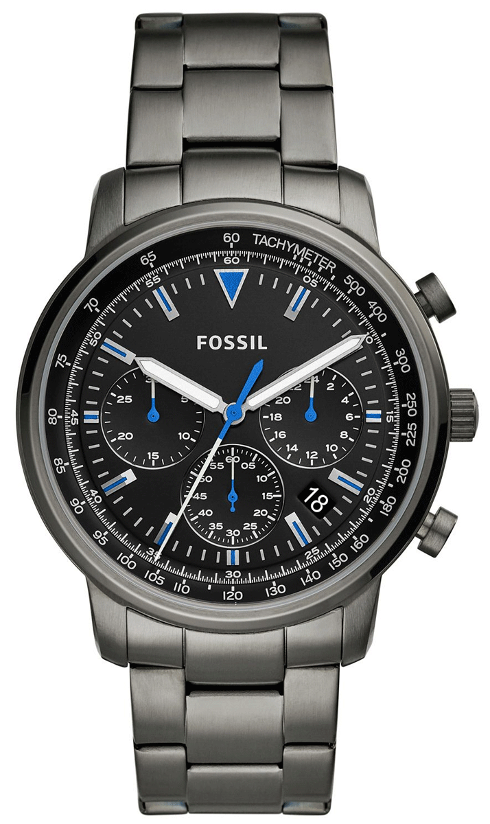 Fossil Goodwin Chrono Analog Black Dial Black Steel Strap Watch for Men - FS5518 Watches Fossil   