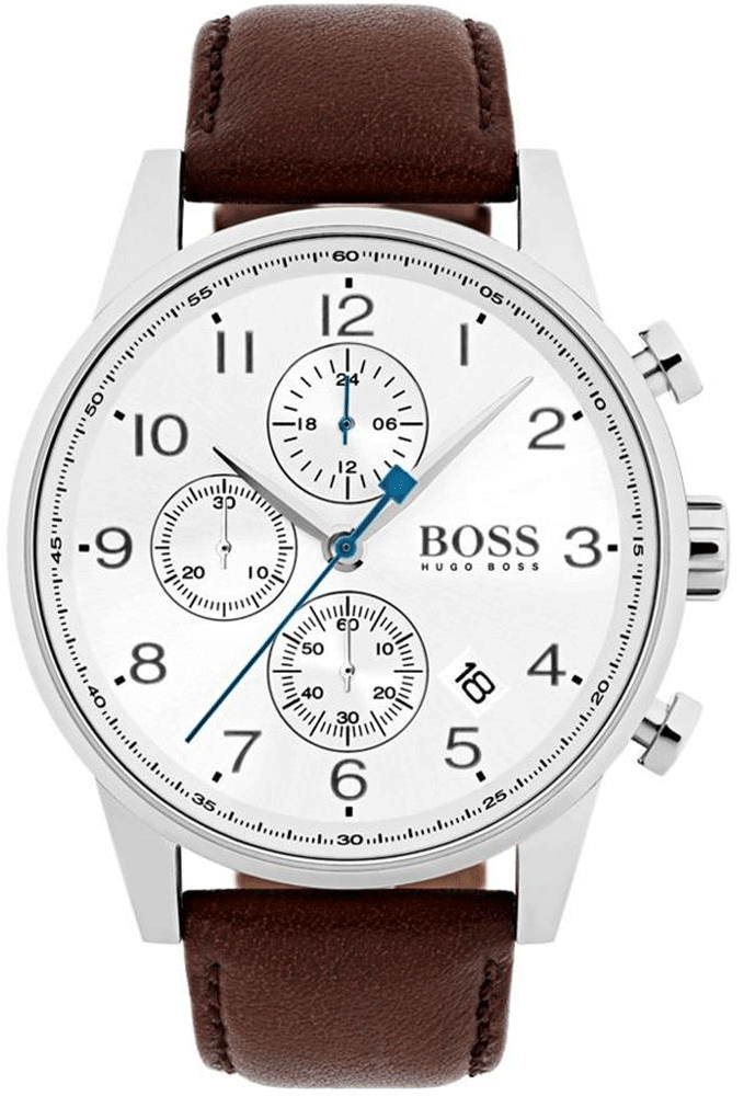 Hugo Boss Navigator White Dial Brown Leather Strap Watch for Men - 1513495 Watches Hugo Boss   