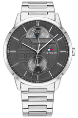 Tommy Hilfiger Hunter Grey Dial Silver Stainless Steel Strap Watch for Men - 1791608 Watches Tommy Hilfiger   