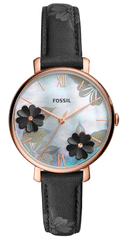 Fossil Jacqueline Mother of Pearl Dial Black Leather Strap Watch for Women - ES4535 Watches Fossil   