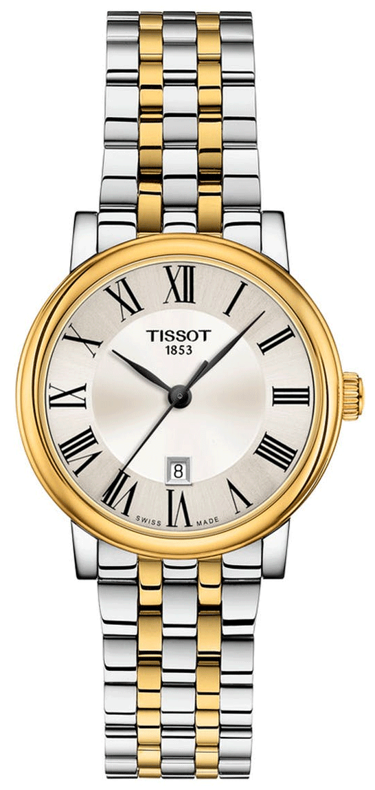 Tissot T Classic Carson Premium White Dial Two Tone Steel Strap Lady Watch For Women - T122.210.22.033.00 Watches Tissot   