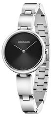 Calvin Klein Wavy Black Dial Silver Steel Strap Watch for Women - K9U23141 Watches Calvin Klein   