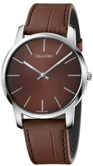 Calvin Klein City Brown Dial Brown Leather Strap Watch for Men - K2G211GK Watches Calvin Klein   