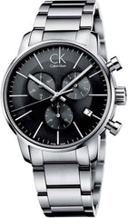 Calvin Klein City Chronograph Black Dial Silver Steel Strap Watch for Men - K2G27143 Watches Calvin Klein   