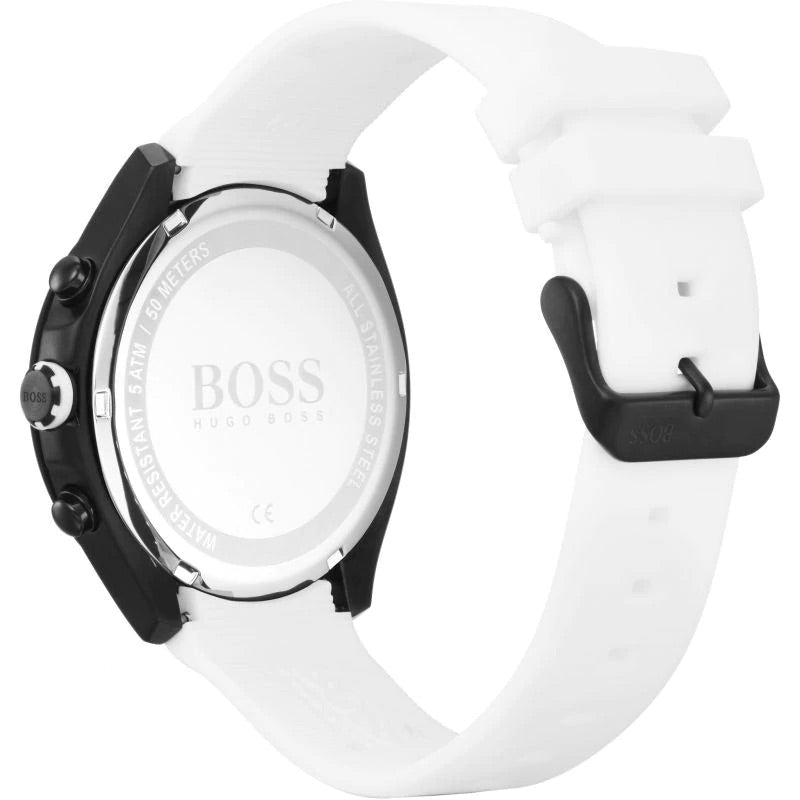 Hugo Boss Velocity Black Dial White Rubber Strap Watch for Men - 1513718 Watches Hugo Boss   