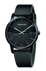 Calvin Klein City Quartz Black Dial Black Leather Strap Watch for Men - K2G2G4C1 Watches Calvin Klein   