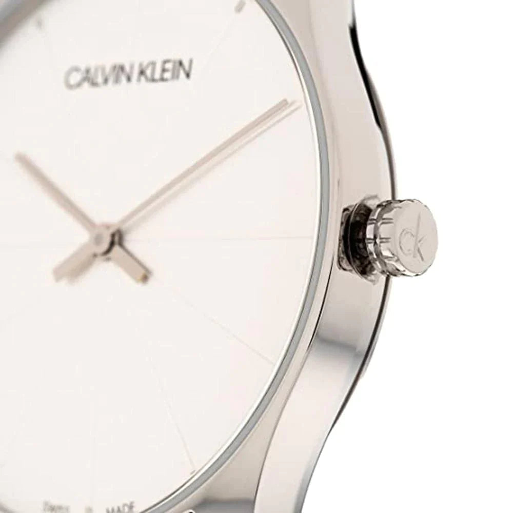 Calvin Klein Full Moon White Dial White Leather Strap Watch for Women - K8Y231L6 Watches Calvin Klein   