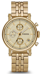 Fossil Boyfriend Chronograph Gold Dial Gold Steel Strap Watch for Women - ES2197 Watches Fossil   