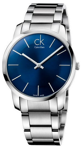 Calvin Klein City Blue Dial Silver Steel Strap Watch for Men - K2G2114N Watches Calvin Klein   