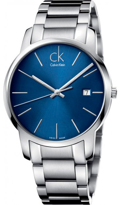 Calvin Klein City Blue Dial Silver Steel Strap Watch for Men - K2G2G14N Watches Calvin Klein   