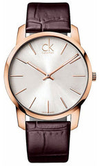 Calvin Klein City White Dial Brown Leather Strap Watch for Men - K2G21629 Watches Calvin Klein   