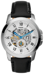 Fossil Grant Skeleton White Dial Black Leather Strap Watch for Men -  ME3053 Watches Fossil   