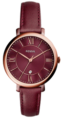 Fossil Jacqueline Burgundy Dial Burgundy Leather Strap Watch for Women  - ES4099 Watches Fossil   