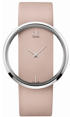 Calvin Klein Glam Transparent Dial Beige Leather Strap Watch for Women - K9423162 Watches Calvin Klein   