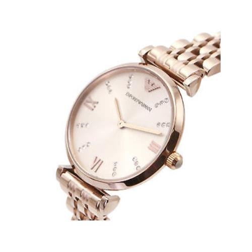 Emporio Armani T-Bar Gianni Rose Gold Dial Stainless Steel Watch For Women - AR11059 Watches Emporio Armani   