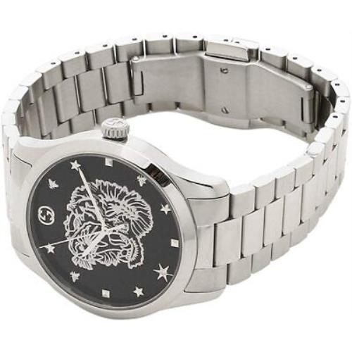 Gucci G Timeless Tiger Black Dial Silver Steel Strap Watch For Women - YA1264125 Watches Gucci   