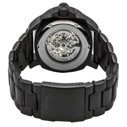 Fossil Modern Machine Automatic Silver Dial Black Steel Strap Watch for Men - ME3080 Watches Fossil   