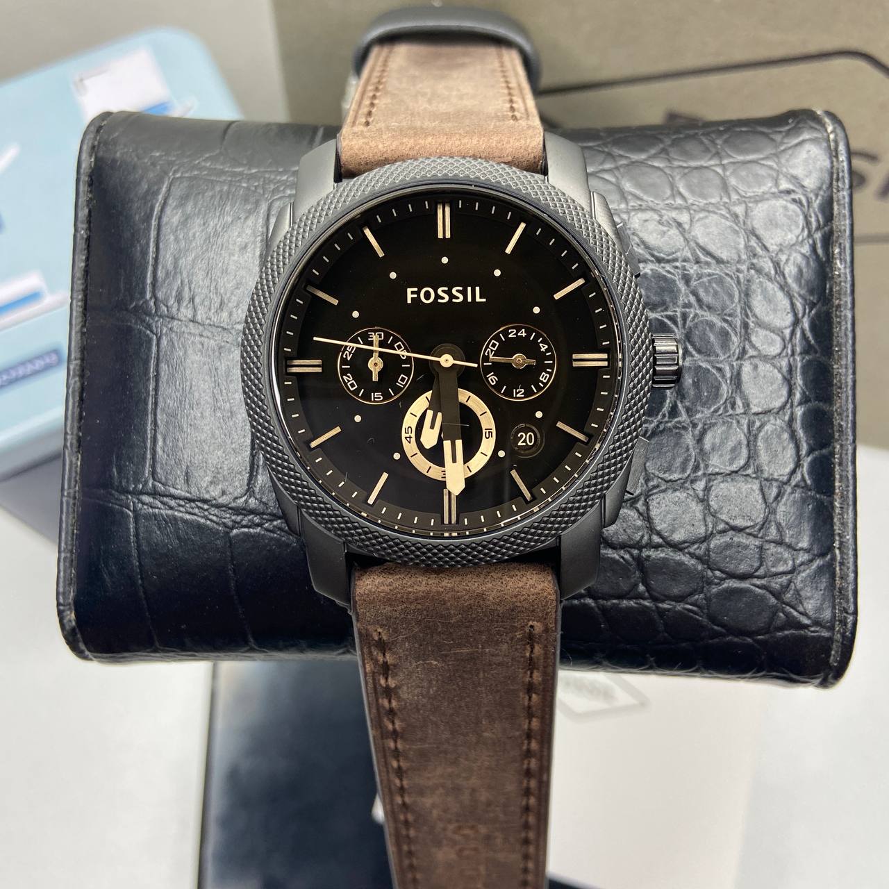 Fossil Machine Flight Chronograph Brown Dial Brown Leather Strap Watch for Men - FS4656 Watches Fossil   