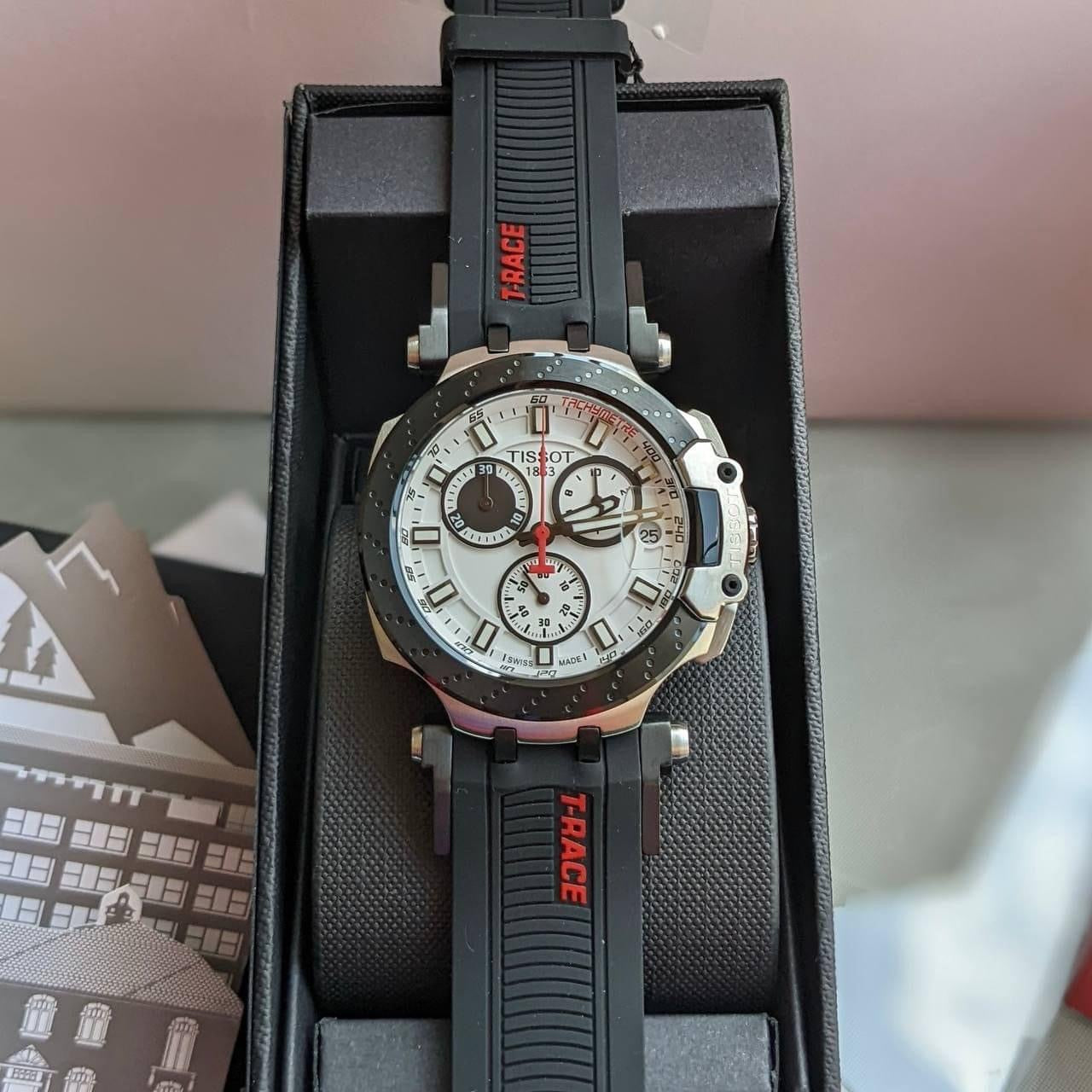 Tissot T Race Chronograph White Dial Black Silicon Strap Watch For Men - T115.417.27.011.00 Watches Tissot   