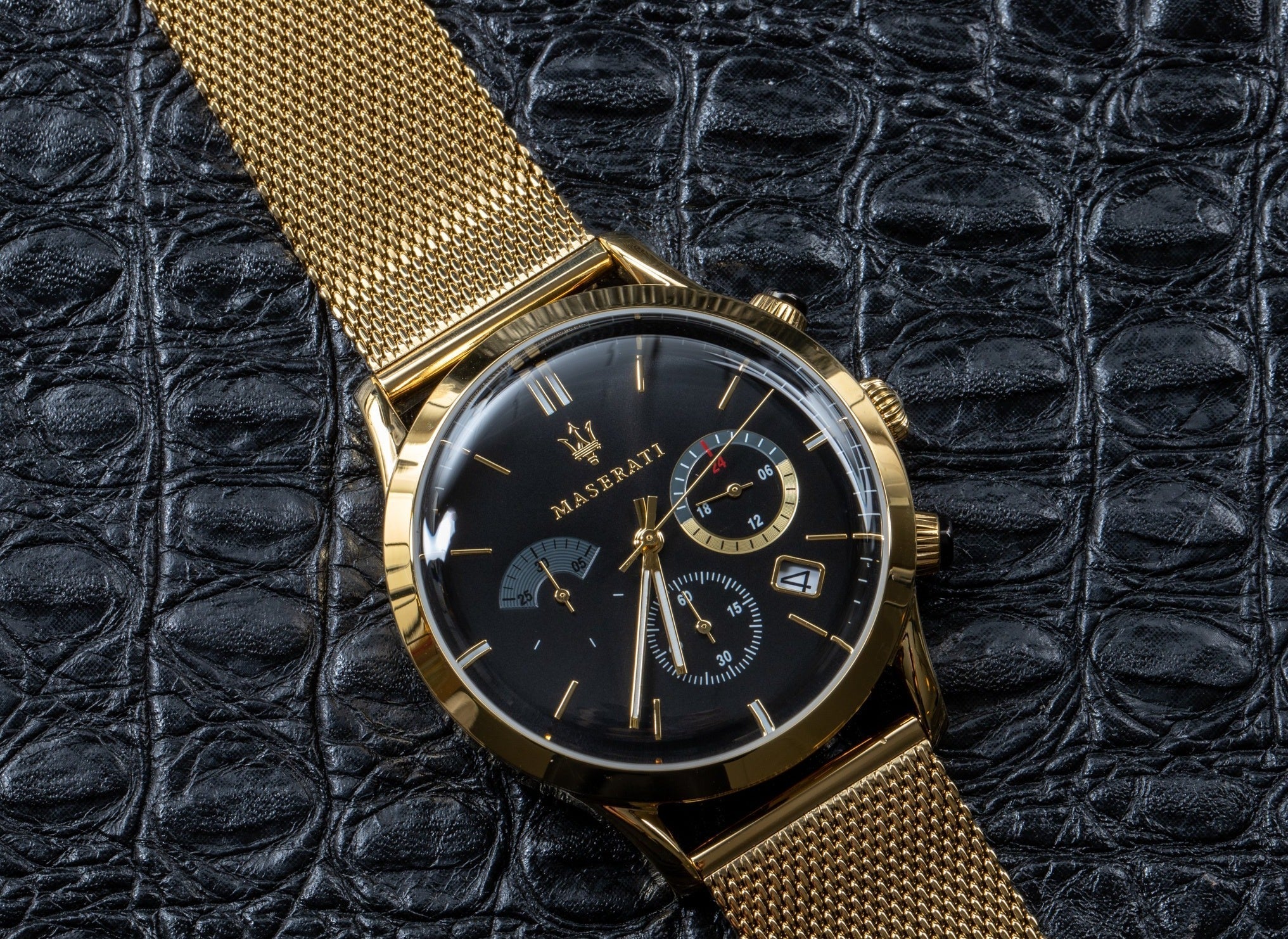 Maserati Ricordo Chronograph Black Dial Stainless Steel Mesh Bracelet Watch For Men - R8873633003 Watches Maserati   