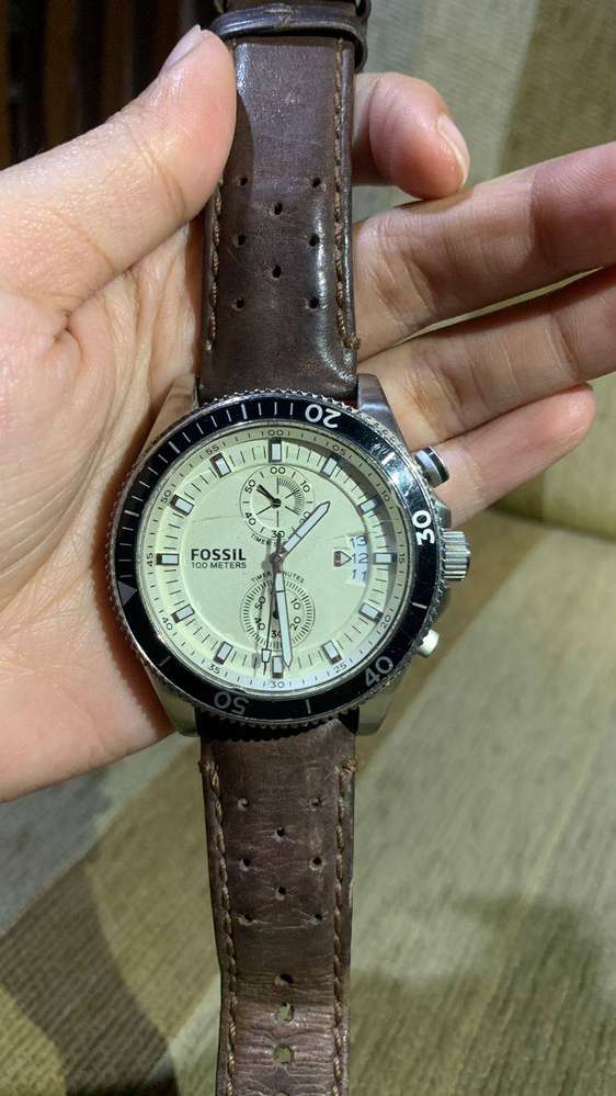 Fossil Wakefield Chronograph White Dial Brown Leather Strap Watch for Men - CH2943 Watches Fossil   