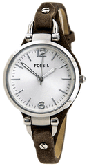 Fossil Georgia White Dial Brown Leather Strap Watch for Women - ES3060 Watches Fossil   