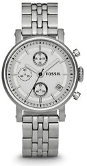 Fossil Boyfriend Chronograph Silver Dial Silver Steel Strap Watch for Women - ES2198 Watches Fossil   