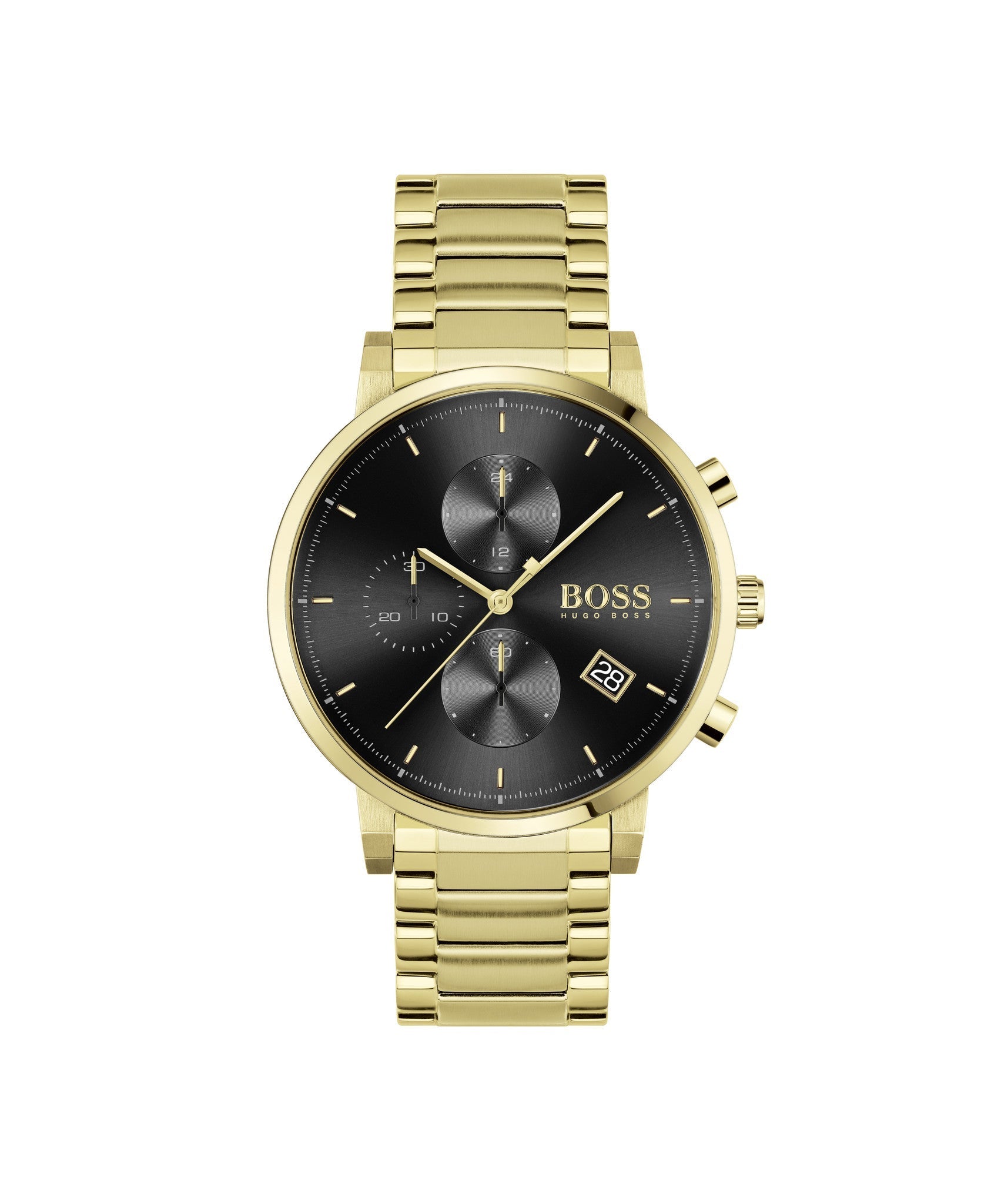 Hugo Boss Integrity Chronograph Grey Dial Gold Steel Strap Watch for Men - 1513781 Watches Hugo Boss   