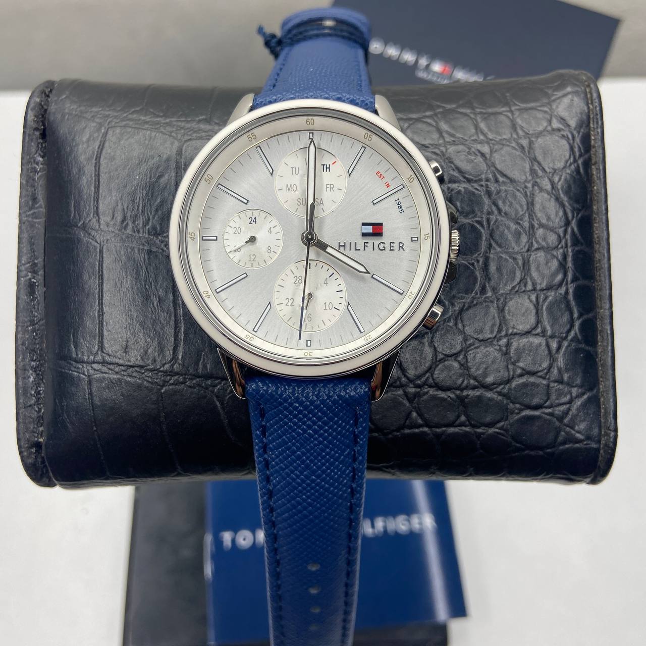 Tommy Hilfiger Carly Silver Dial Blue Leather Strap Watch for Women - 1781791 Watches Tommy Hilfiger   