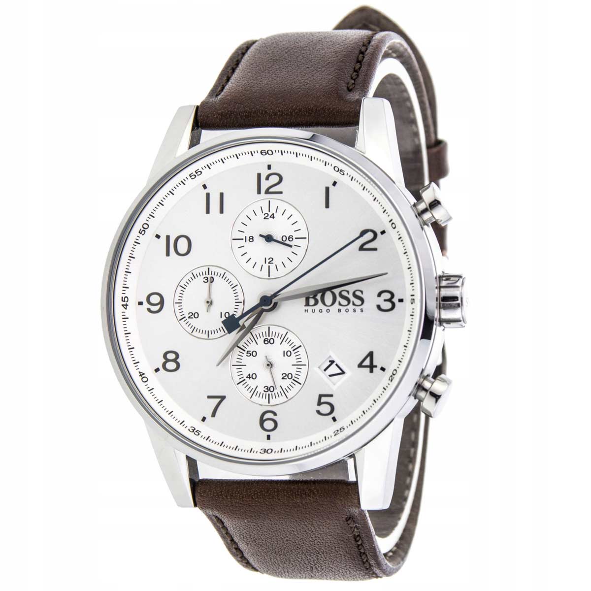 Hugo Boss Navigator White Dial Brown Leather Strap Watch for Men - 1513495 Watches Hugo Boss   