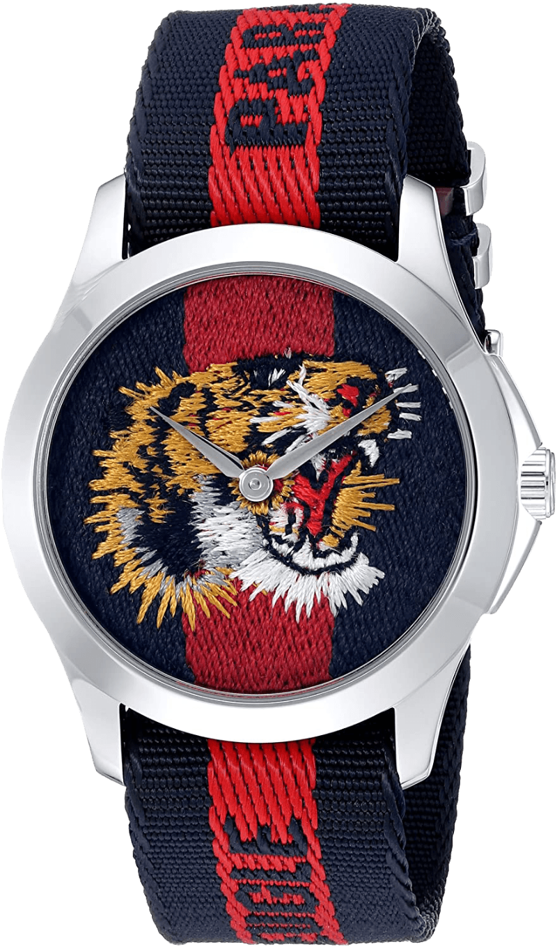 Gucci G Timless Le Marche Des Merveilles Blue & Red Dial Blue & Red Nylon Strap Unisex Watch  - YA126495 Watches Gucci   