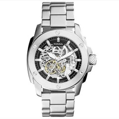 Fossil Modern Machine Automatic Silver Dial Silver Steel Strap Watch for Men - ME3081 Watches Fossil   