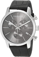 Calvin Klein City Chronograph Black Dial Black Leather Strap Watch for Men - K2G271C3 Watches Calvin Klein   