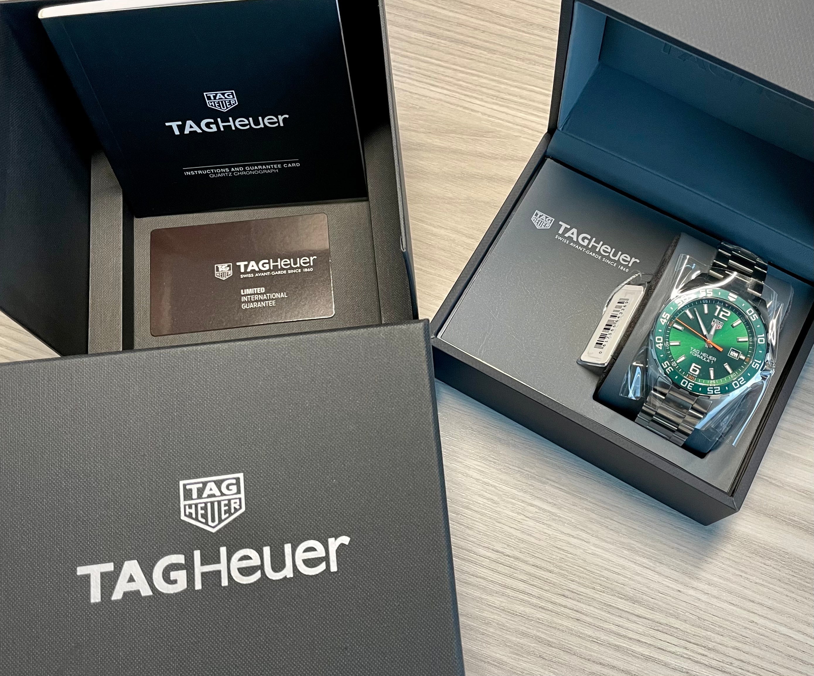 Tag Heuer Formula 1 Limited Edition Quartz 43mm Green Dial Silver Steel Strap Watch for Men - WAZ1017.BA0842 Watches Tag Heuer   