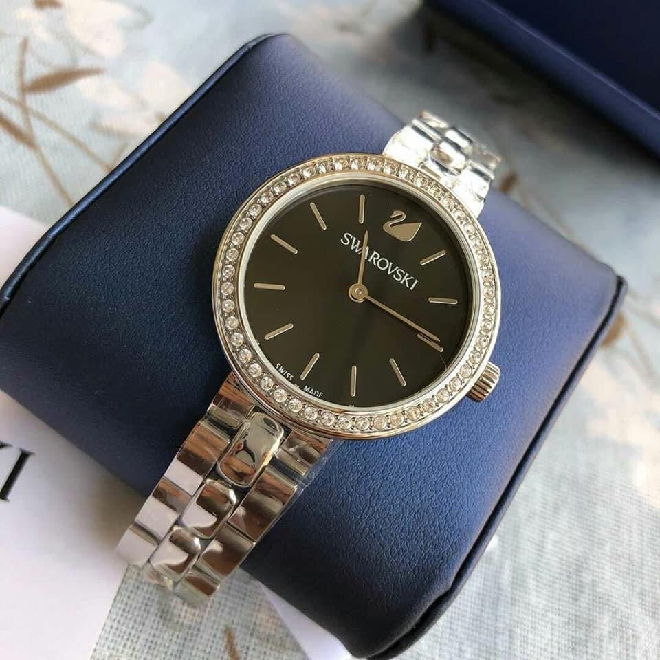 Swarovski Daytime Rhinestone Grey Dial Silver Steel Strap Watch for Women - 5213681 Watches Swarovski   