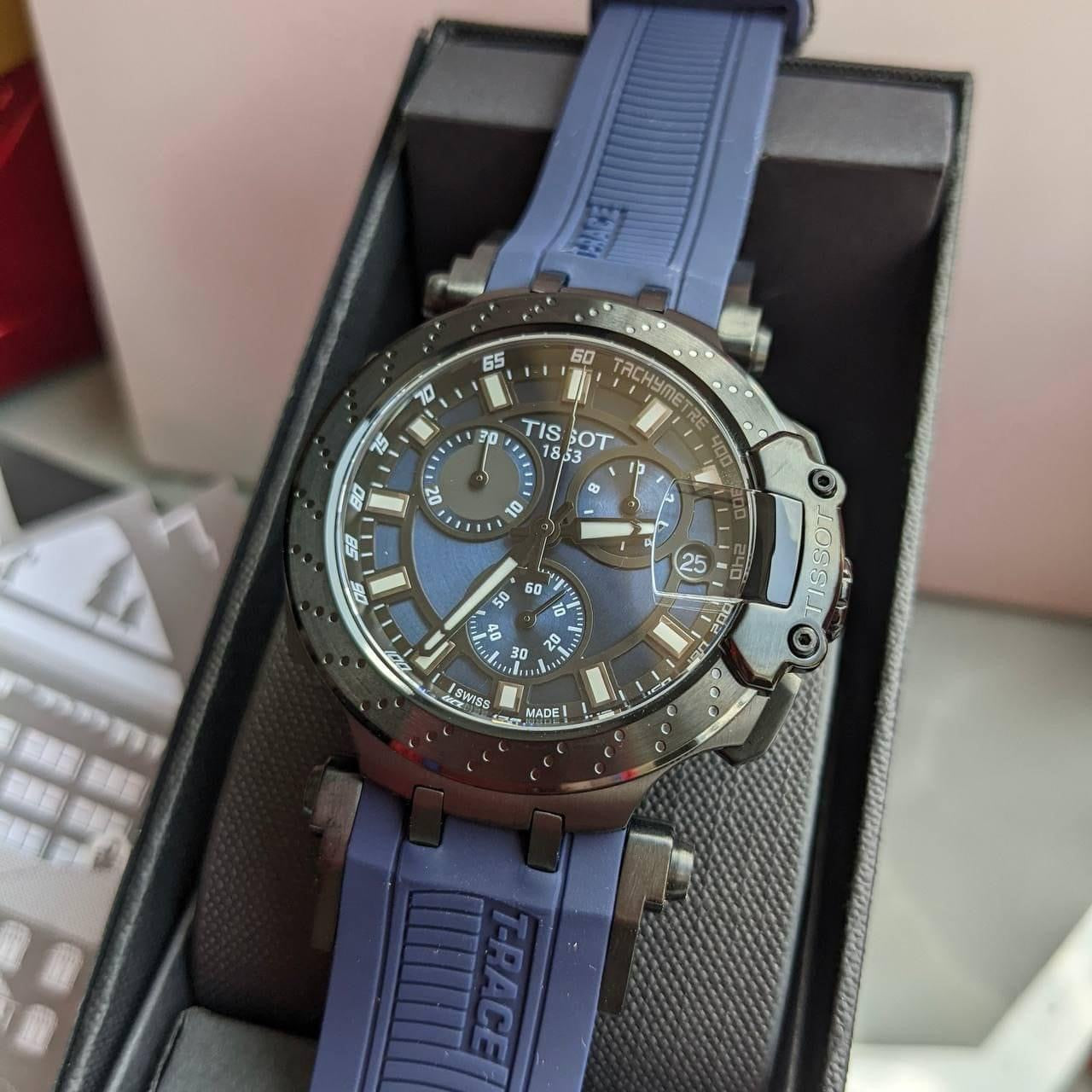 Tissot T Race Chronograph 42mm Blue Dial Blue Silicon Strap Watch For Men - T115.417.37.041.00 Watches Tissot   
